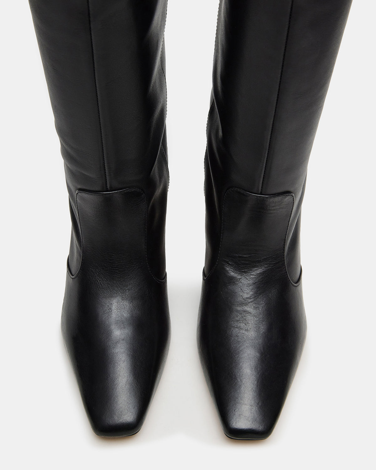 Steve Madden LANDER Black Leather Knee-High Kitten Heel Women's Boot