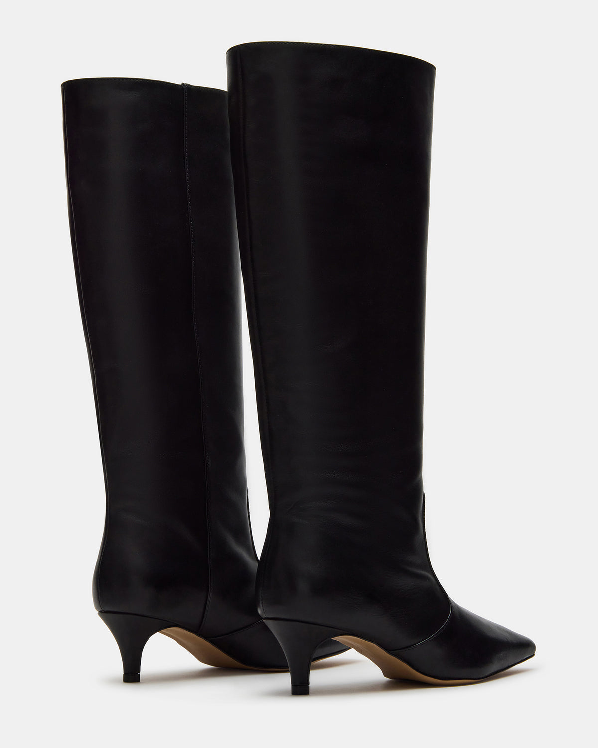 Steve Madden LANDER Black Leather Knee-High Kitten Heel Women's Boot