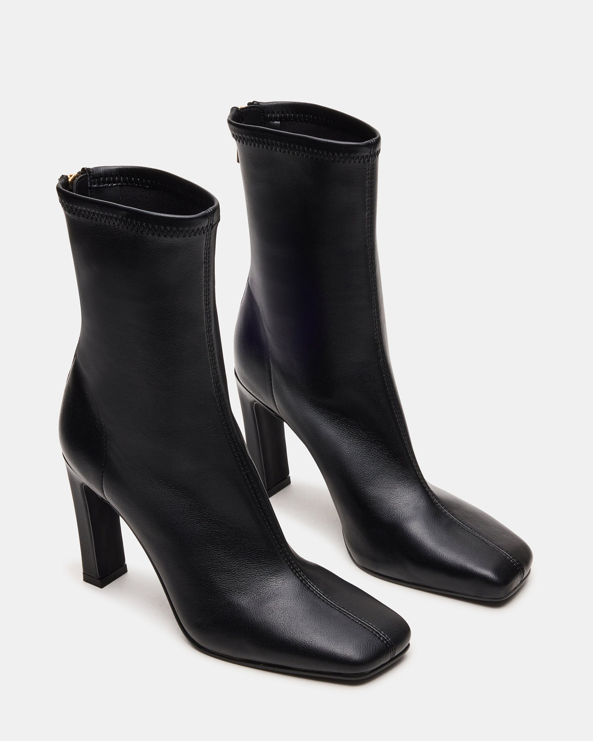 Steve Madden KHELAN Black Square-Toe Heeled Women's Ankle Boot