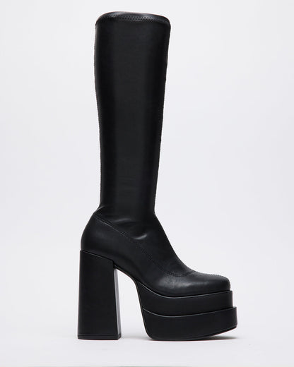Steve Madden CYPRESS Black Women's Platform Vegan Leather Boots