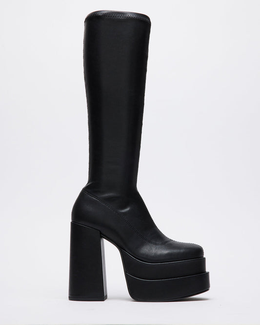 Steve Madden CYPRESS Black Women's Platform Vegan Leather Boots