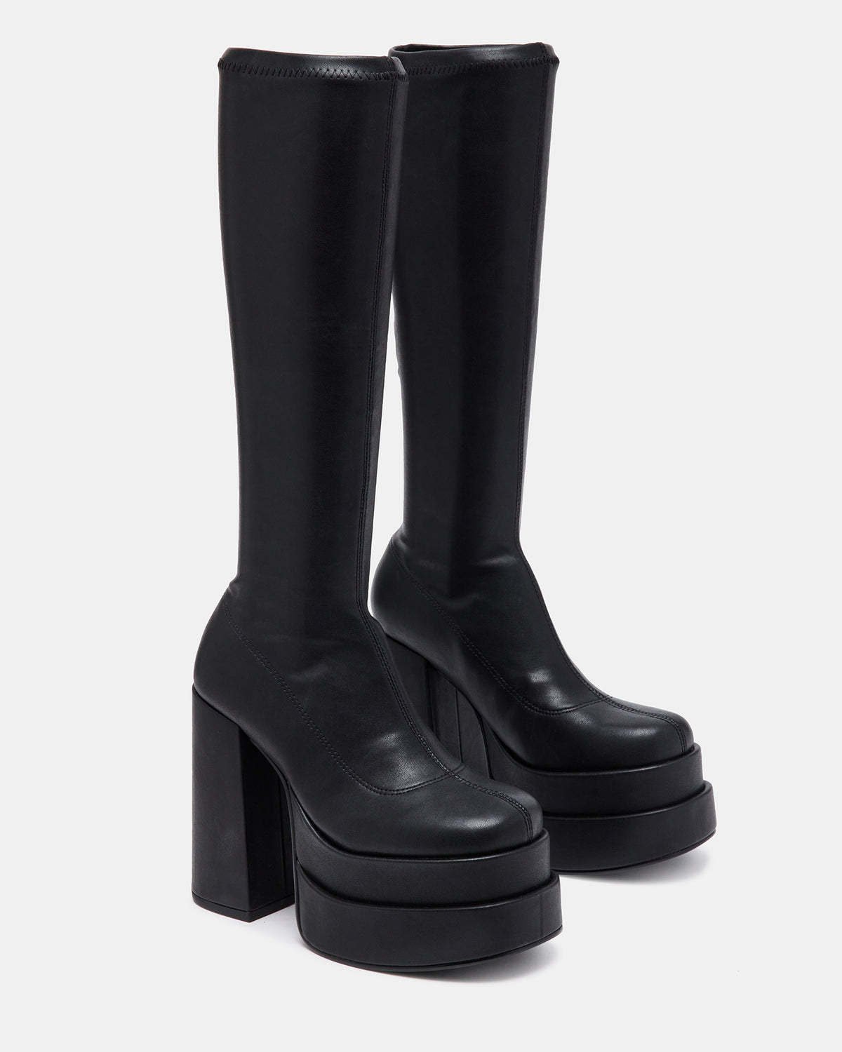 Steve Madden CYPRESS Black Women's Platform Vegan Leather Boots