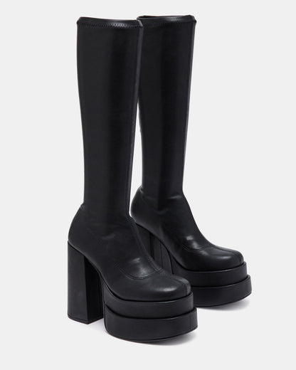 Steve Madden CYPRESS Black Women's Platform Vegan Leather Boots