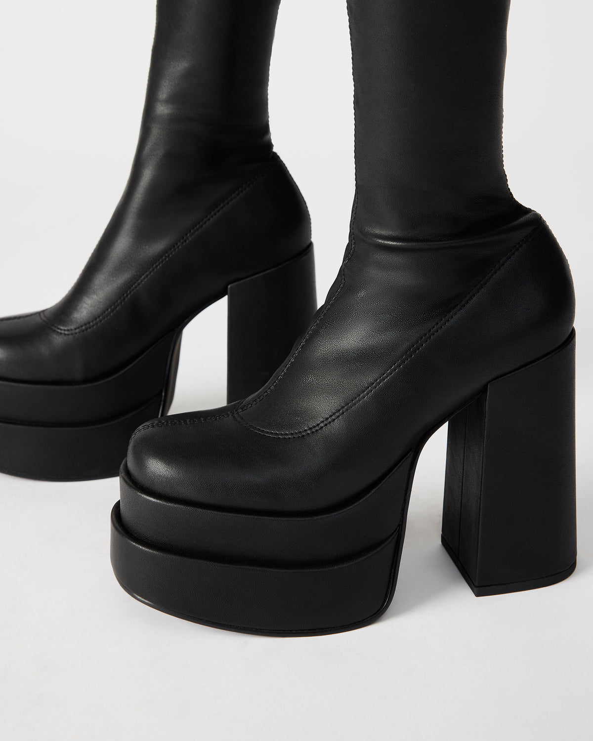 Steve Madden CYPRESS Black Women's Platform Vegan Leather Boots