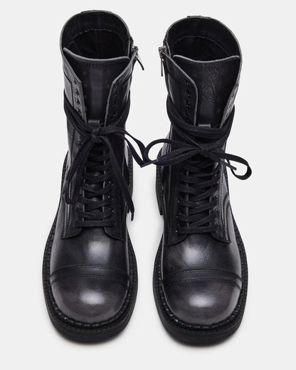 Steve Madden CRIMSON Black Distressed Moto Combat Women's Ankle Booties