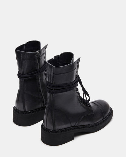 Steve Madden CRIMSON Black Distressed Moto Combat Women's Ankle Booties