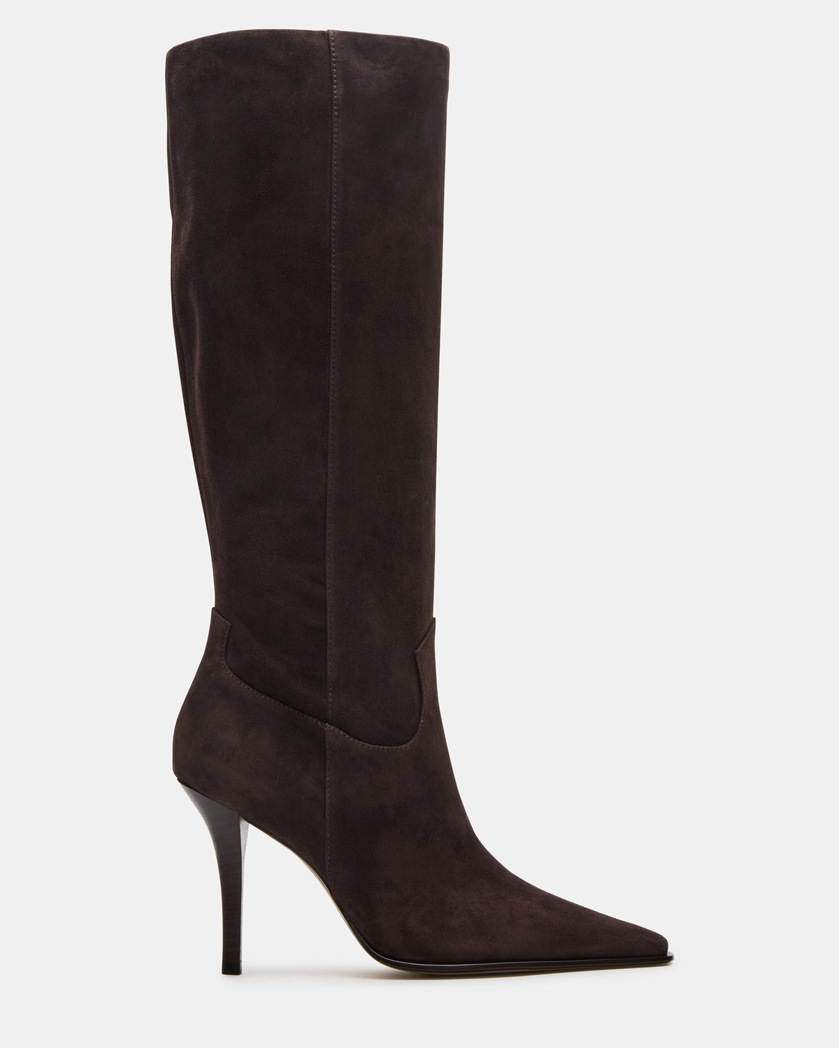 Steve Madden WESCOT Brown Suede Square-Toe Knee-High Heeled Women's Boot