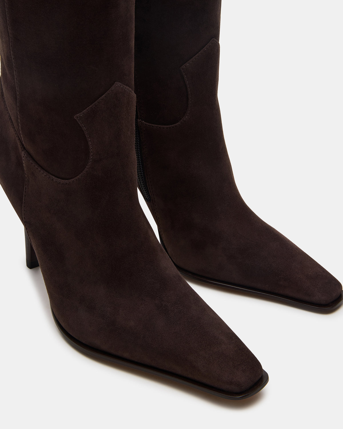 Steve Madden WESCOT Brown Suede Square-Toe Knee-High Heeled Women's Boot