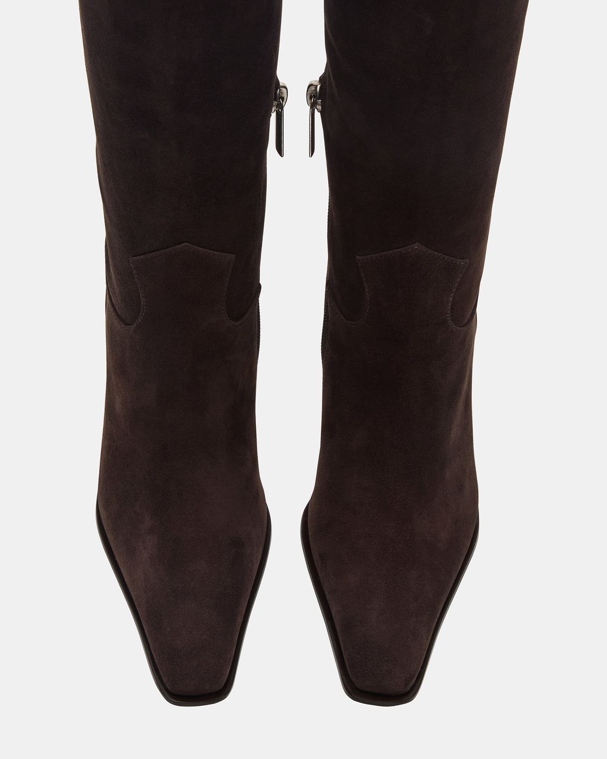 Steve Madden WESCOT Brown Suede Square-Toe Knee-High Heeled Women's Boot
