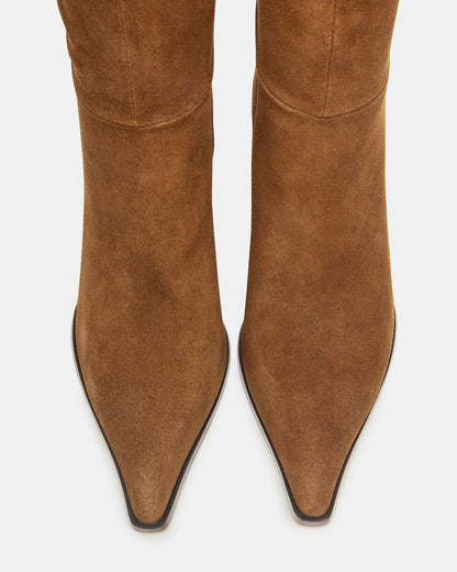 Steve Madden LINGO Chestnut Suede Pointed-Toe Knee-High Women's Boot
