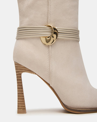 Steve Madden KYNDALL Bone Suede Pointed-Toe Stiletto Heeled Knee-High Women's Boot