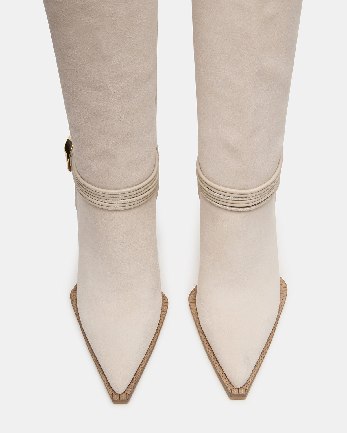Steve Madden KYNDALL Bone Suede Pointed-Toe Stiletto Heeled Knee-High Women's Boot