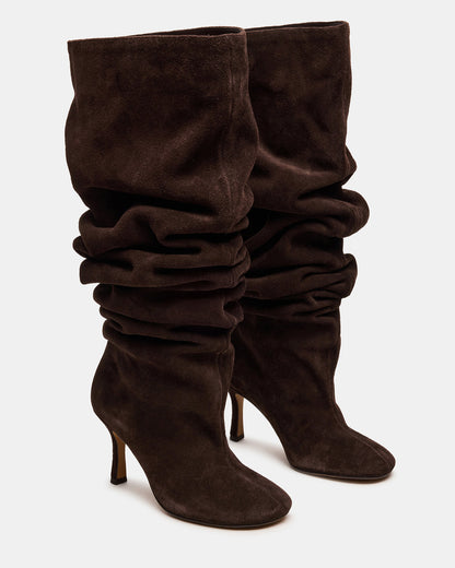 Steve Madden ALLISON Brown Suede Over-The-Knee Heeled Women's Boot