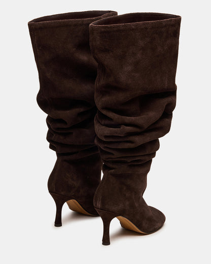 Steve Madden ALLISON Brown Suede Over-The-Knee Heeled Women's Boot