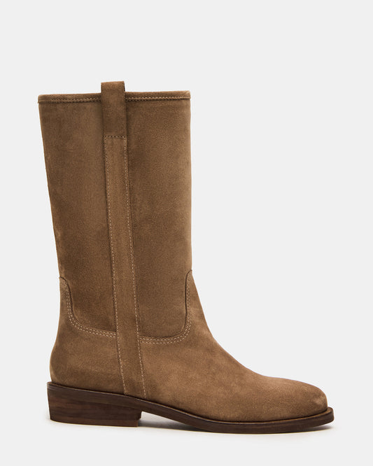 Steve Madden DUNSTER Chestnut Suede Wood Bottom Women's Boot