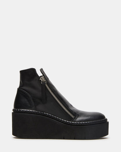 Steve Madden DRIFT Black Leather Platform Moto Women's Ankle Boot