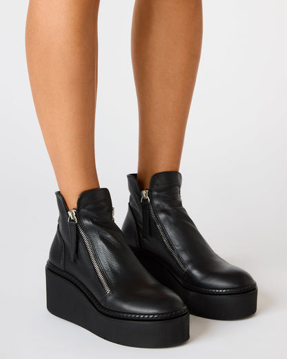 Steve Madden DRIFT Black Leather Platform Moto Women's Ankle Boot