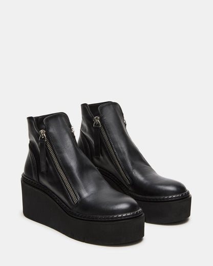 Steve Madden DRIFT Black Leather Platform Moto Women's Ankle Boot