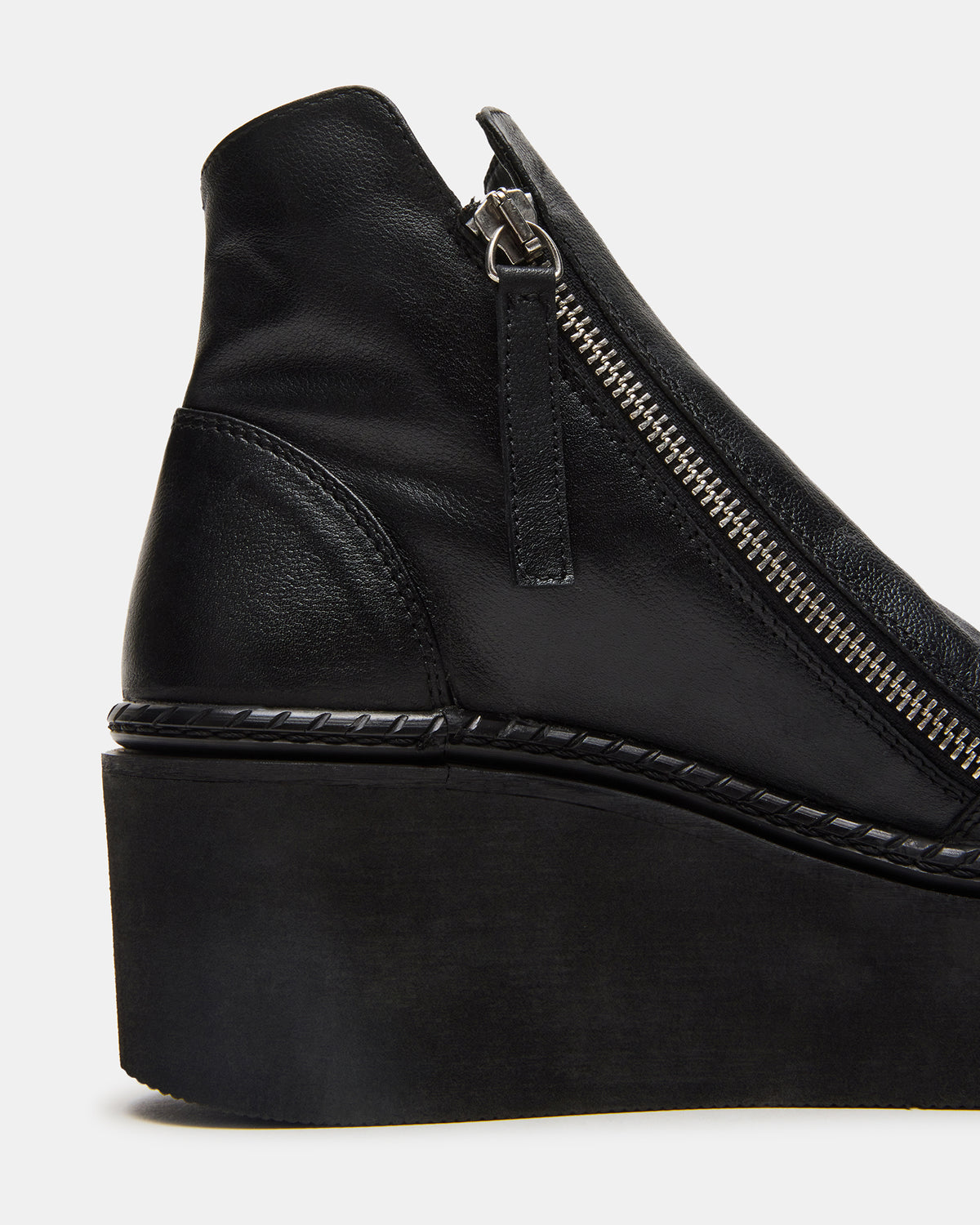 Steve Madden DRIFT Black Leather Platform Moto Women's Ankle Boot