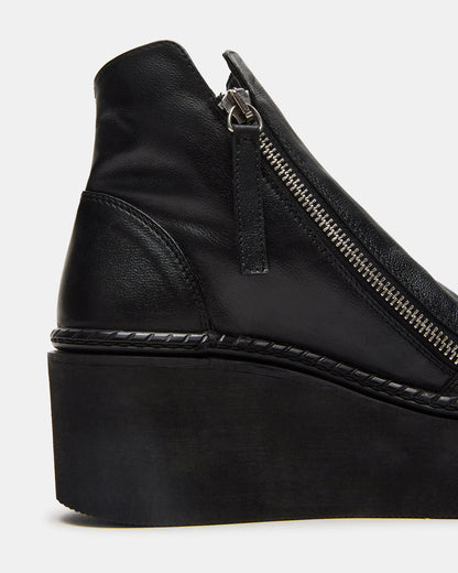 Steve Madden DRIFT Black Leather Platform Moto Women's Ankle Boot