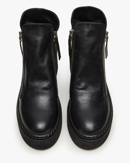 Steve Madden DRIFT Black Leather Platform Moto Women's Ankle Boot