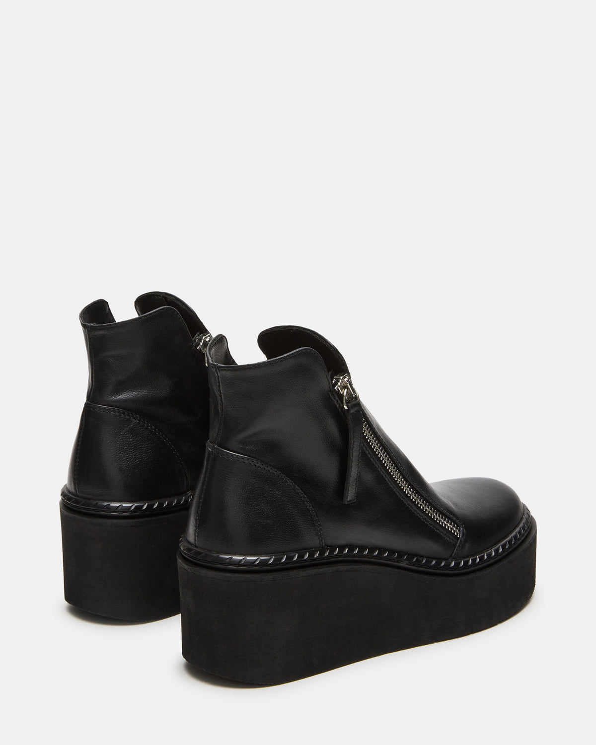 Steve Madden DRIFT Black Leather Platform Moto Women's Ankle Boot