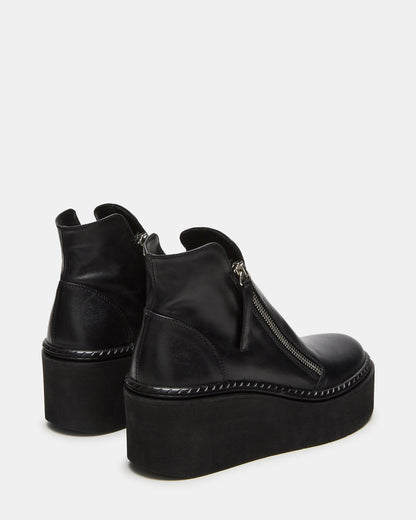 Steve Madden DRIFT Black Leather Platform Moto Women's Ankle Boot