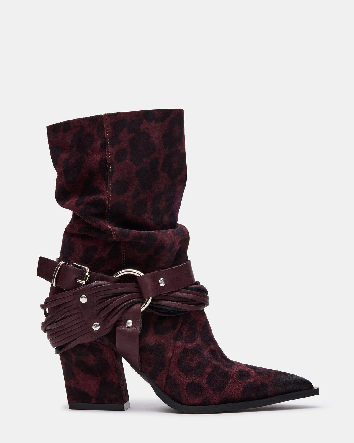 Steve Madden LAUPER Red Leopard Pointed-Toe Heeled Buckle Women's Ankle Boot