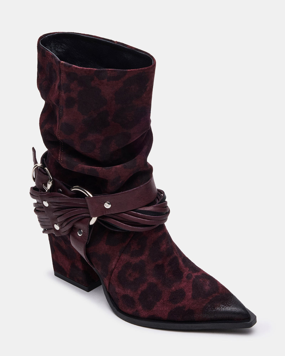Steve Madden LAUPER Red Leopard Pointed-Toe Heeled Buckle Women's Ankle Boot