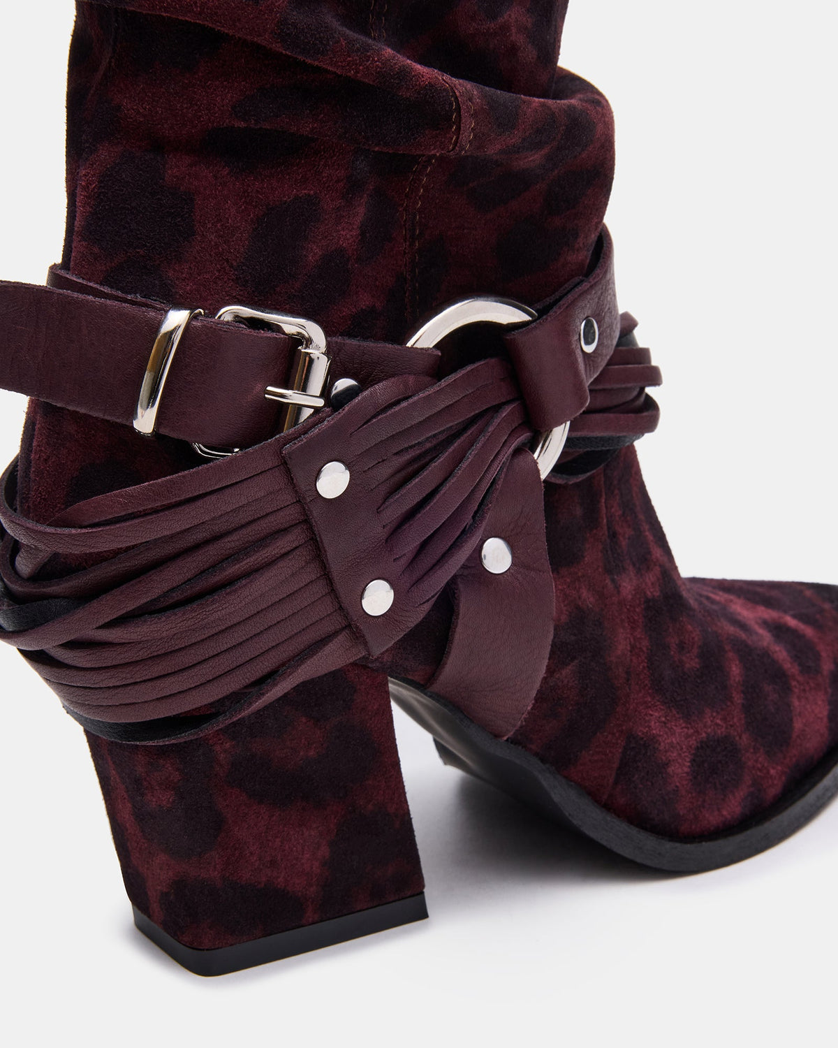 Steve Madden LAUPER Red Leopard Pointed-Toe Heeled Buckle Women's Ankle Boot
