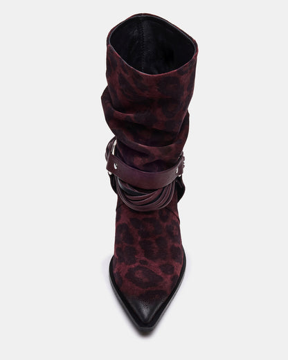 Steve Madden LAUPER Red Leopard Pointed-Toe Heeled Buckle Women's Ankle Boot