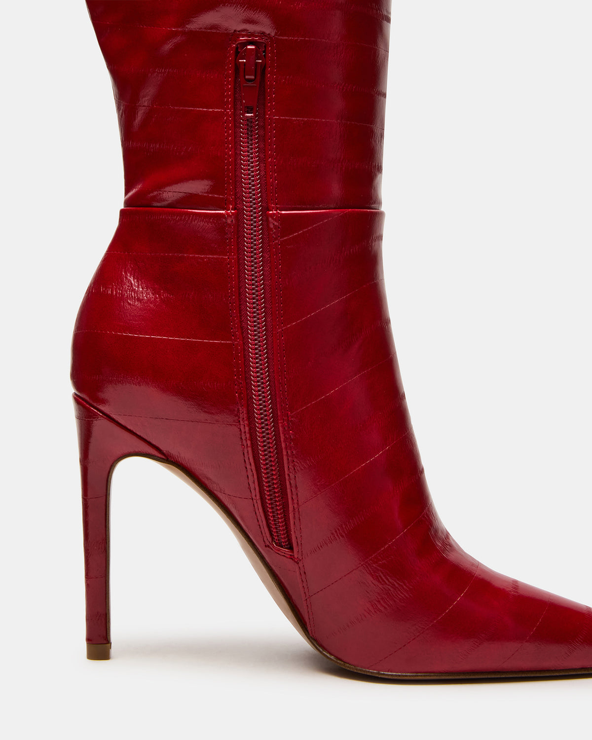 Steve Madden NITRO Red Eel Pointed-Toe Stiletto Heel Knee-High Women's Boots