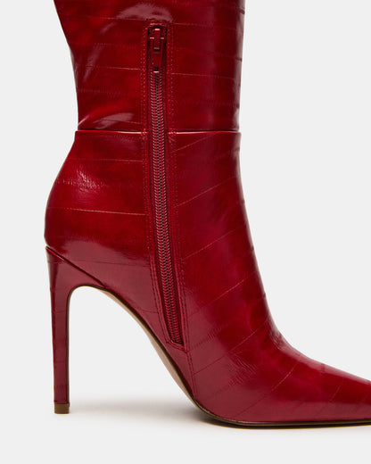 Steve Madden NITRO Red Eel Pointed-Toe Stiletto Heel Knee-High Women's Boots