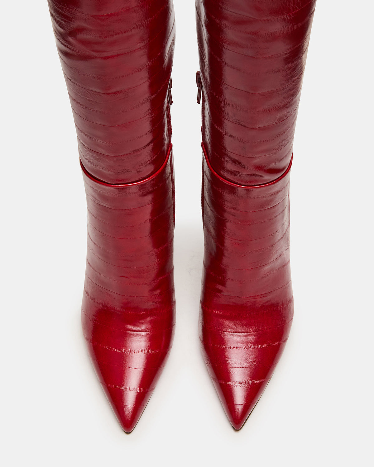 Steve Madden NITRO Red Eel Pointed-Toe Stiletto Heel Knee-High Women's Boots