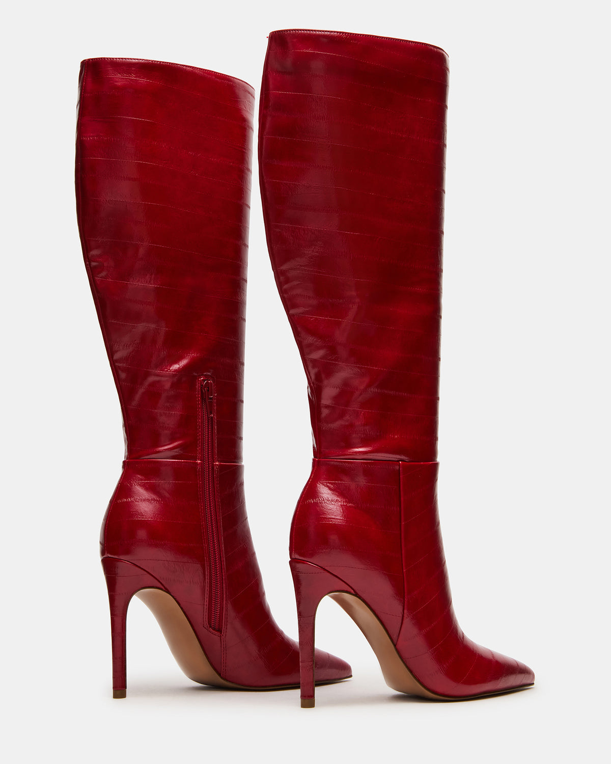 Steve Madden NITRO Red Eel Pointed-Toe Stiletto Heel Knee-High Women's Boots