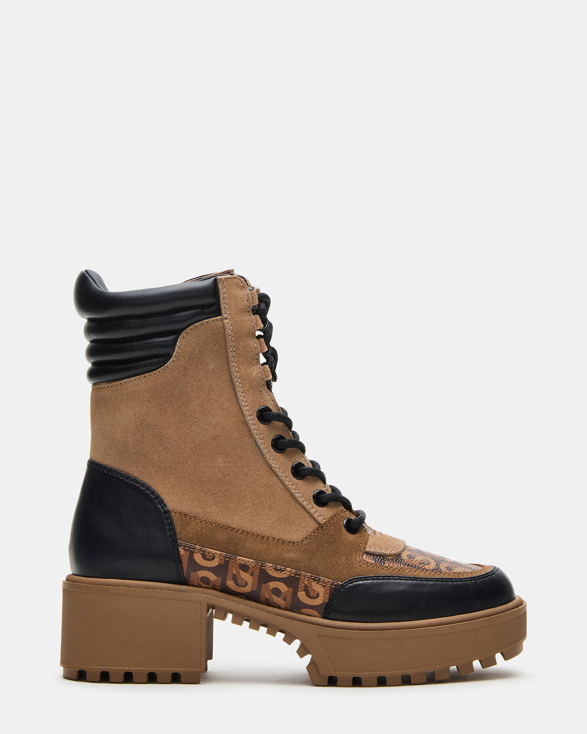 Steve Madden HIKER Tan Multi Platform Lug Lace-Up Women's Anke Boot