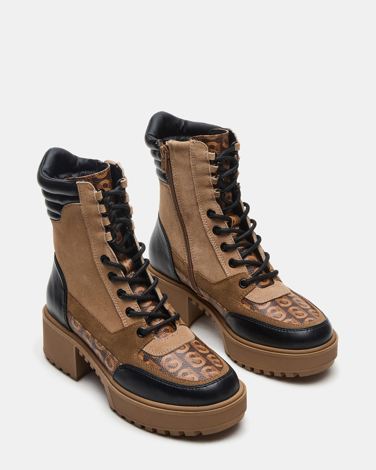 Steve Madden HIKER Tan Multi Platform Lug Lace-Up Women's Anke Boot