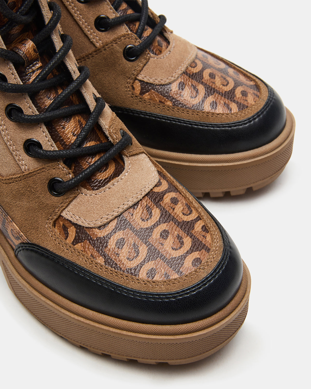Steve Madden HIKER Tan Multi Platform Lug Lace-Up Women's Anke Boot