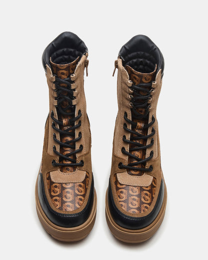 Steve Madden HIKER Tan Multi Platform Lug Lace-Up Women's Anke Boot