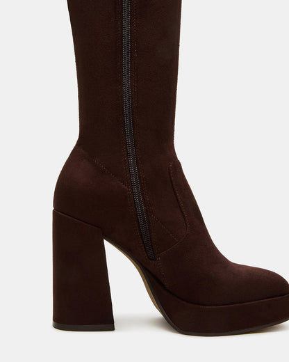 Steve Madden TWAIN Brown Knee-High Block Heel Women's Boot