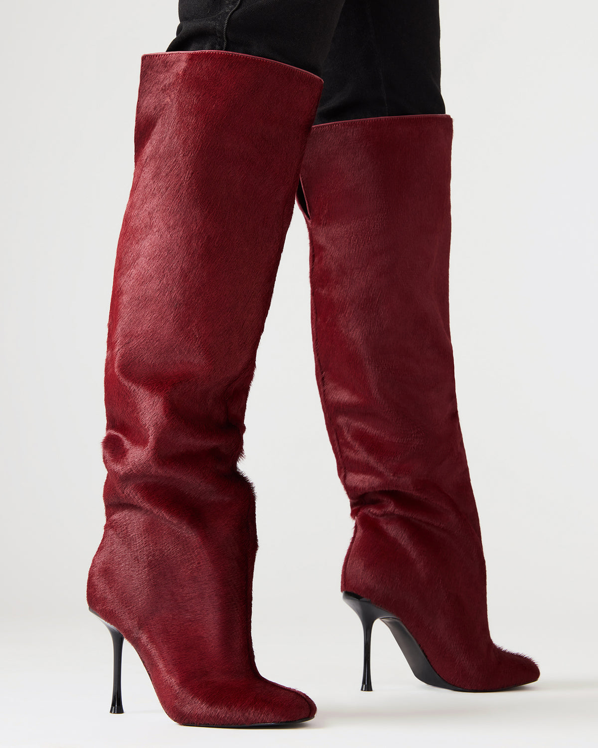 Steve Madden ALLURING Red Over-The-Knee Square-Toe Heeled Women's Boot