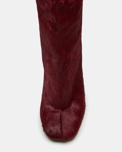 Steve Madden ALLURING Red Over-The-Knee Square-Toe Heeled Women's Boot