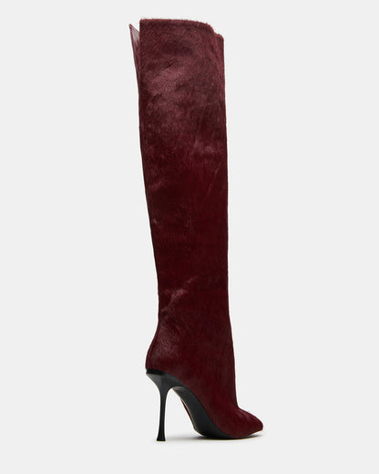 Steve Madden ALLURING Red Over-The-Knee Square-Toe Heeled Women's Boot