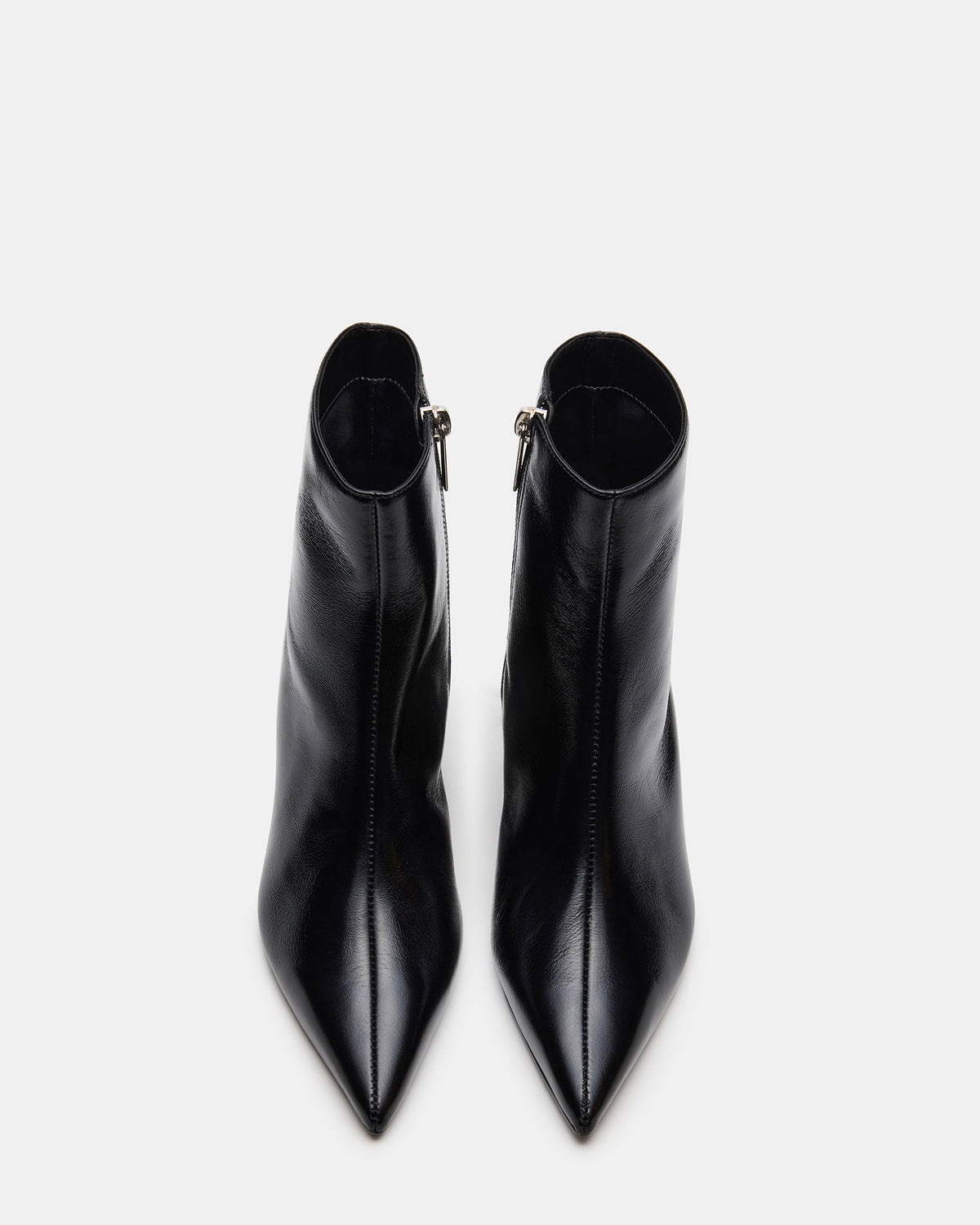Steve Madden ASHLI Black Leather Pointed-Toe Block Heel Women's Ankle Boot