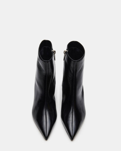 Steve Madden ASHLI Black Leather Pointed-Toe Block Heel Women's Ankle Boot