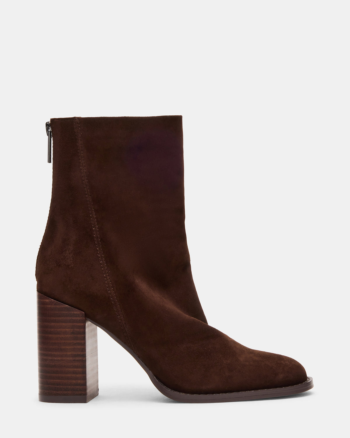 Steve Madden OBSESSION Chocolate Brown Suede Rounded Toe Block Heel Women's Ankle Boot