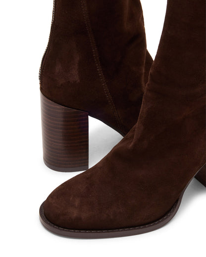 Steve Madden OBSESSION Chocolate Brown Suede Rounded Toe Block Heel Women's Ankle Boot