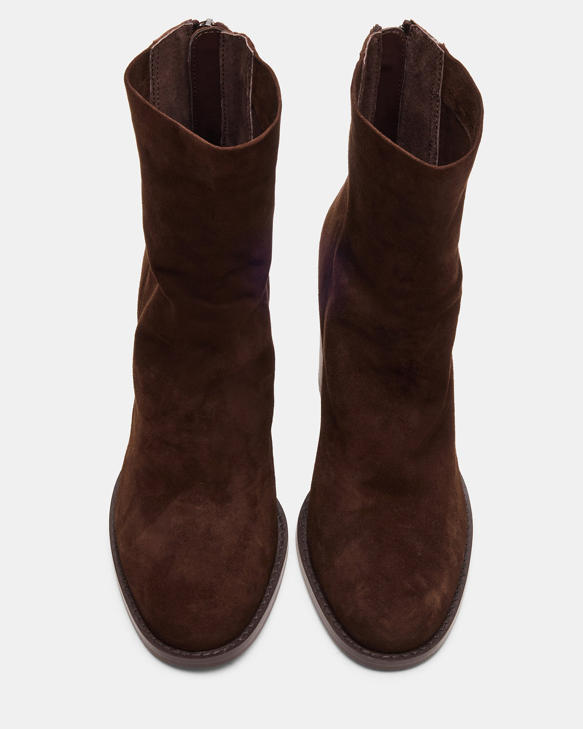 Steve Madden OBSESSION Chocolate Brown Suede Rounded Toe Block Heel Women's Ankle Boot
