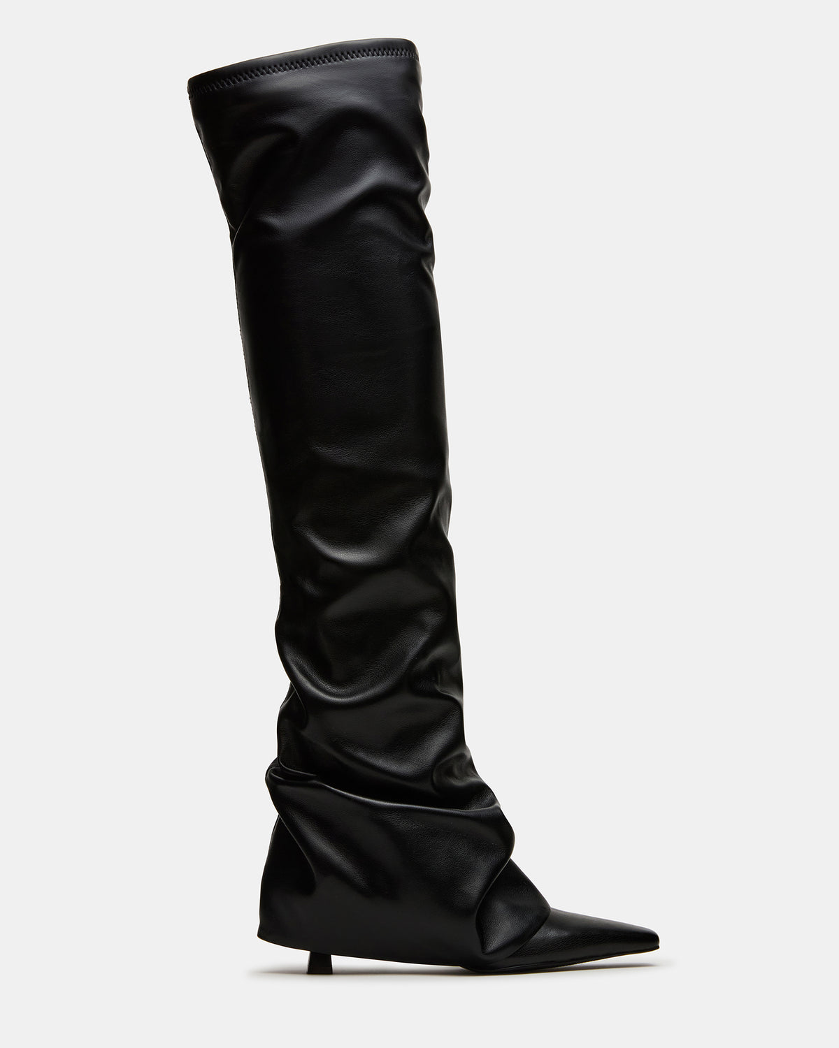 Steve Madden TATIANA Black Square Toe Cuffed Knee-High Women's Boot
