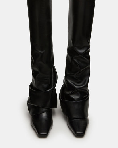 Steve Madden TATIANA Black Square Toe Cuffed Knee-High Women's Boot